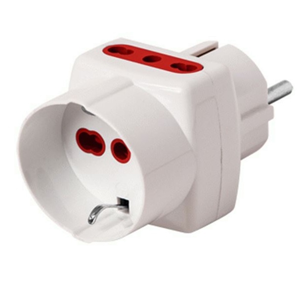 Adaptador Schuko + 2X3L a Schuko Conatel