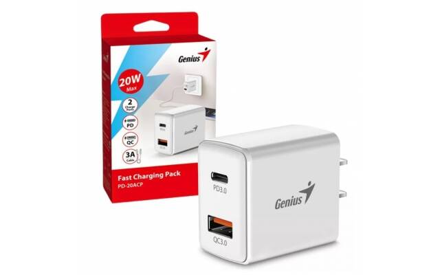 Cargador Genius PD-20AC 20W blanco