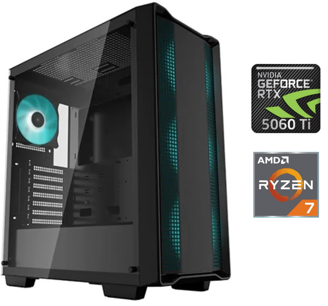 Equipo Gamer Ryzen 7 7700, 16GB, 1TB NVMe, RTX 5060Ti 8GB