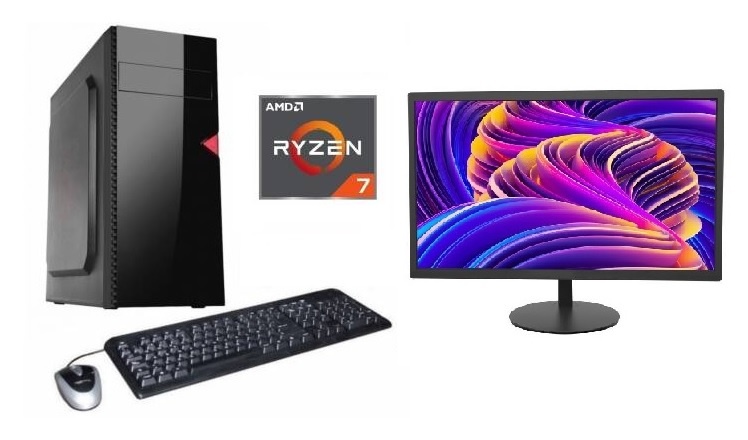 Combo PC AMD Ryzen 7 5700G 8GB RAM + Monitor Hikvision 18.5 HD HDMI
