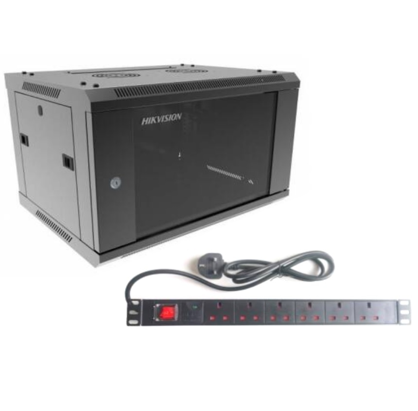 Rack Hikvision 6U + PDU de 8 puertos