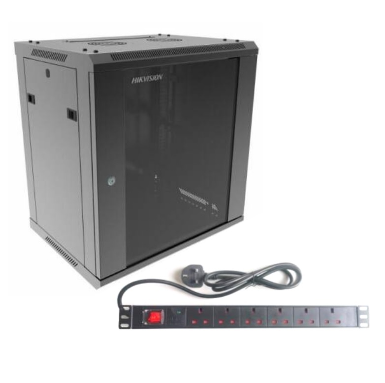 Rack Hikvision 12U + PDU de 8 puertos