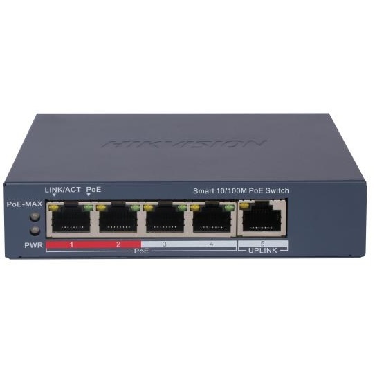 Switch PoE Hikvision DS-3E1105P-EI V2 Smart 4 Puertos Fast Ethernet