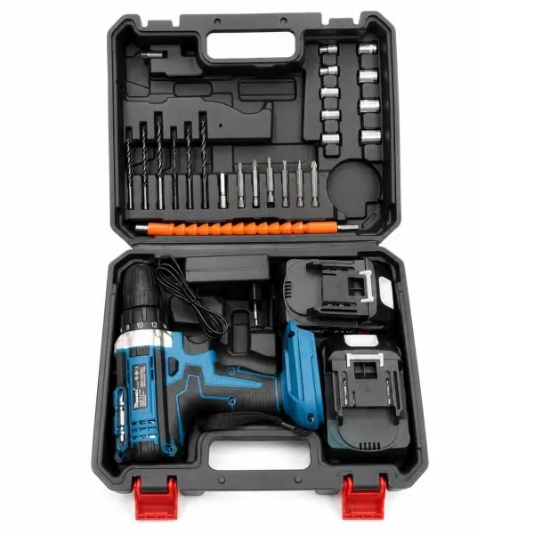 Taladro profesional inalámbrico de alta potencia 21V con 2 baterías 
